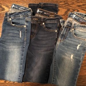 3 pairs of girls 7 For All Mankind Jeans